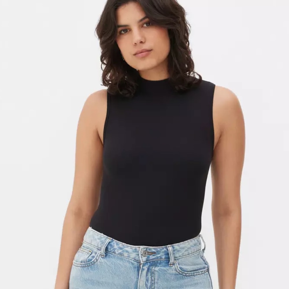 Black High Neck Seamless Rib Bodysuit
